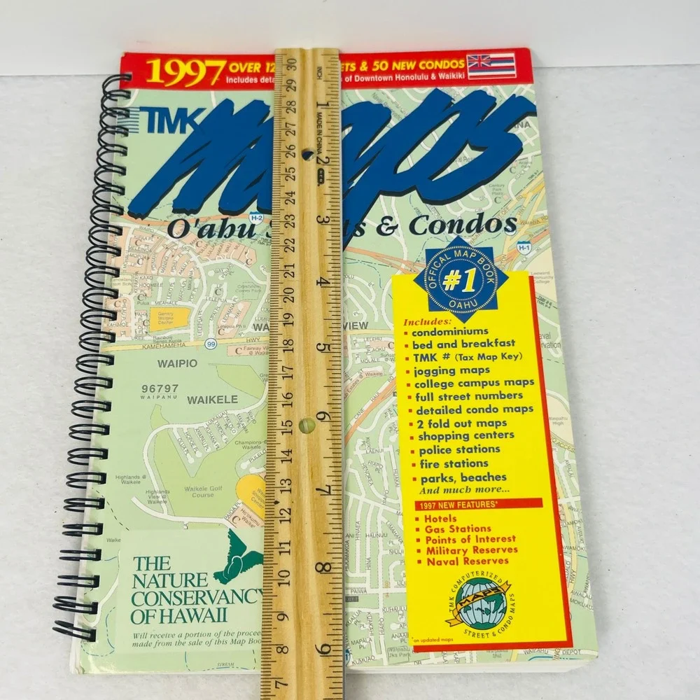 1997 TMK Maps Oahu Hawaii Streets & Condos Spiral Map Book Vintage Atlas